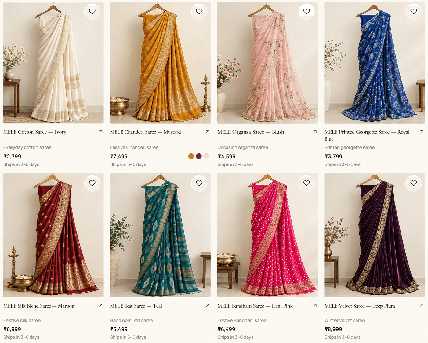 MELE Sarees collection