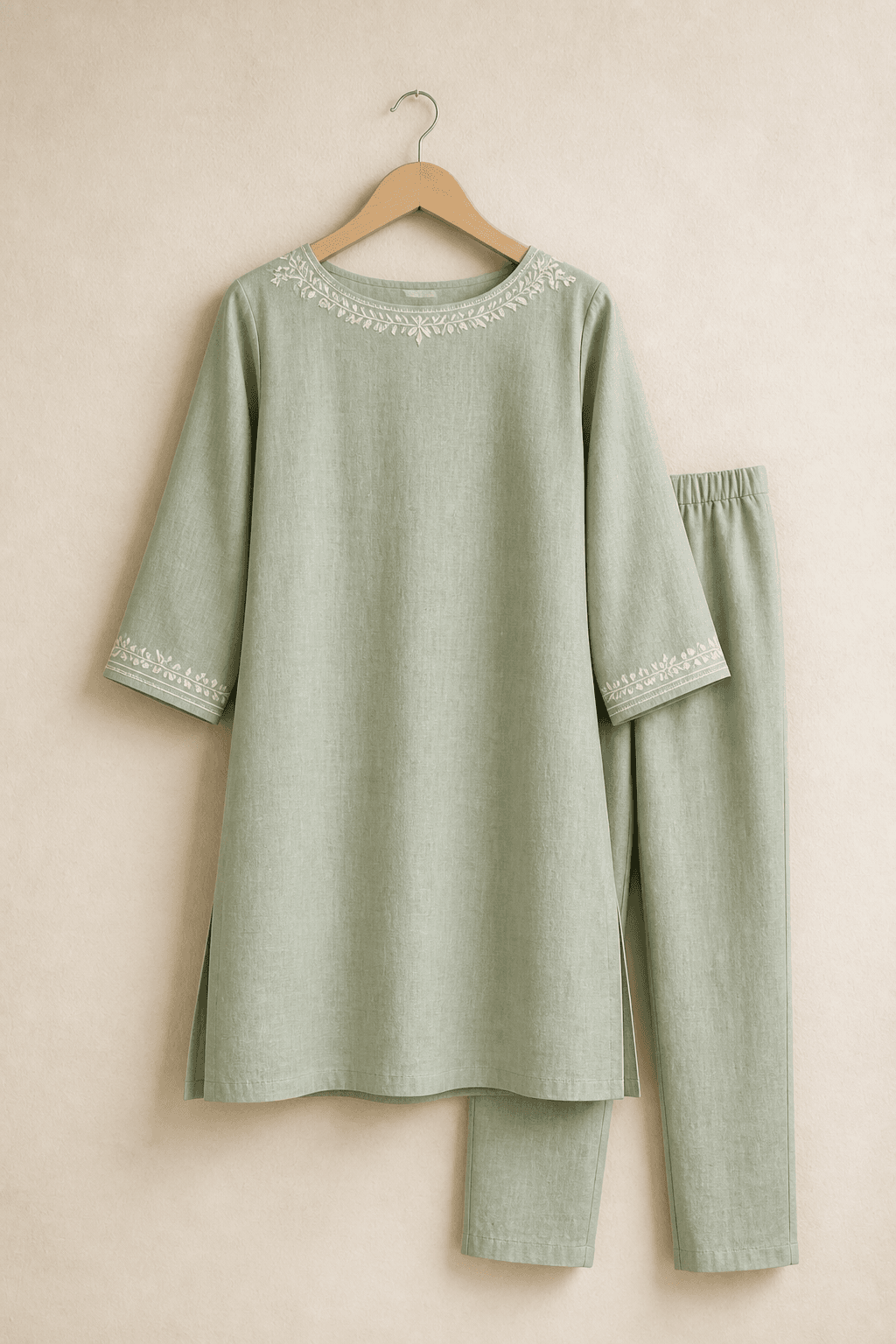 Aabha Linen Kurta Set — front view