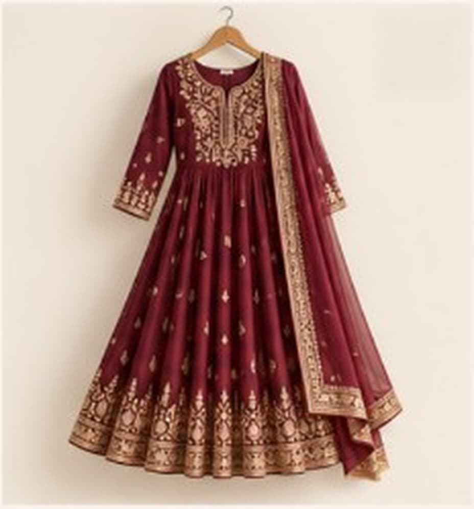 Mira Chanderi Anarkali — front view