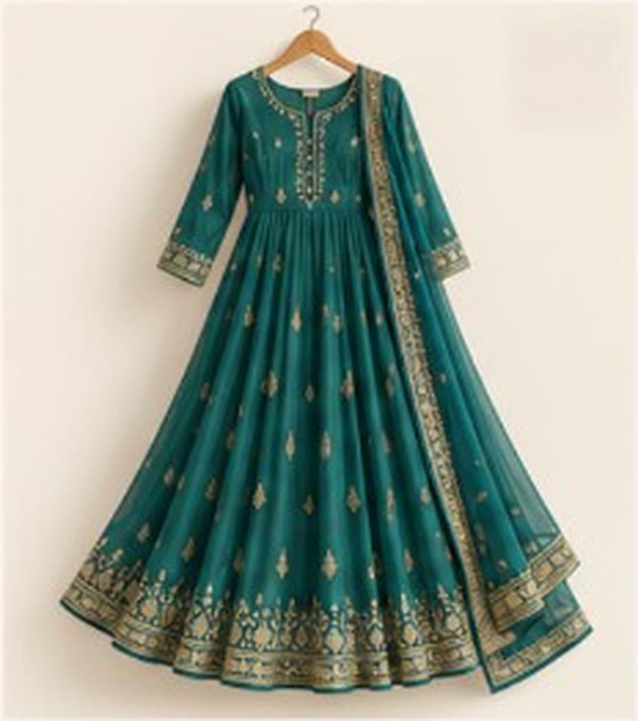 Mira Georgette Flared Kurta — front view