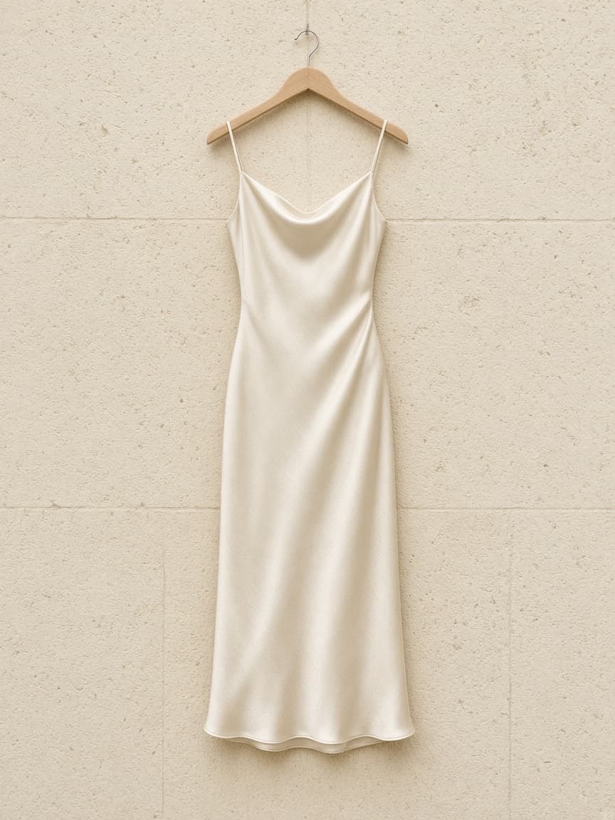 Paris Ivory Bias Slip Dress — front view