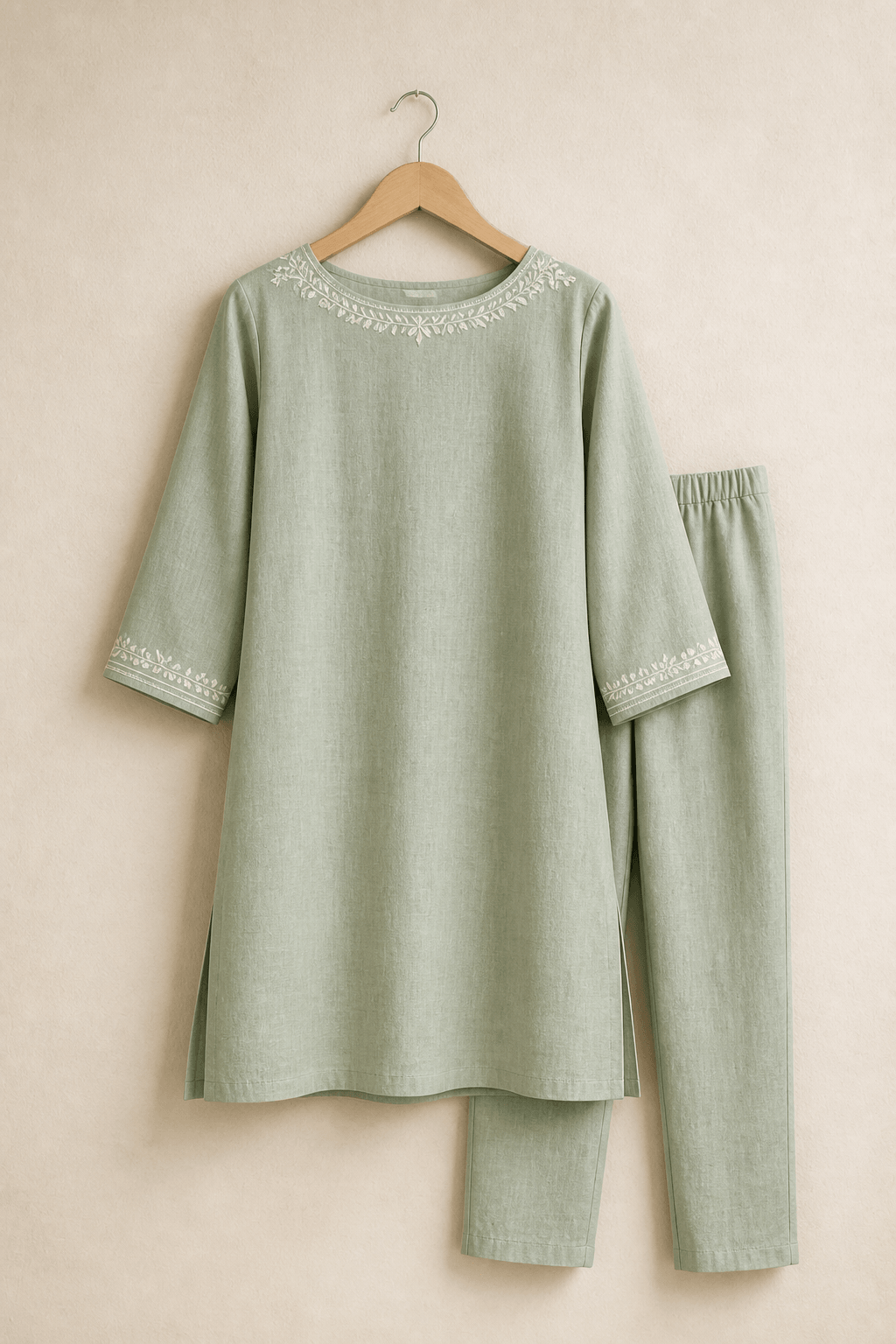 Aabha Linen Kurta Set — front view