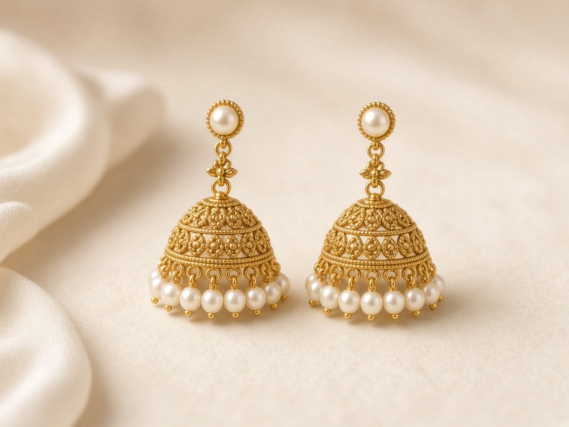 Pearl Jhumka Earrings
