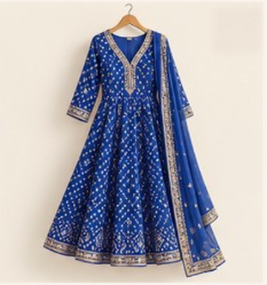 Mira Bandhani A-Line Kurta — front view