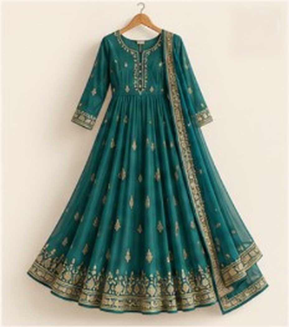 Mira Georgette Flared Kurta — front view