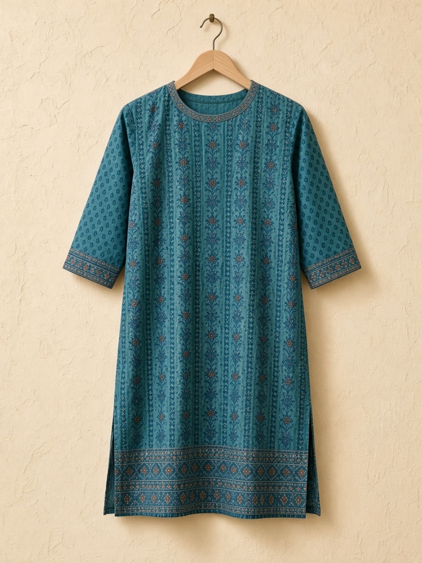 Gul Ajrakh Straight Kurta — front view
