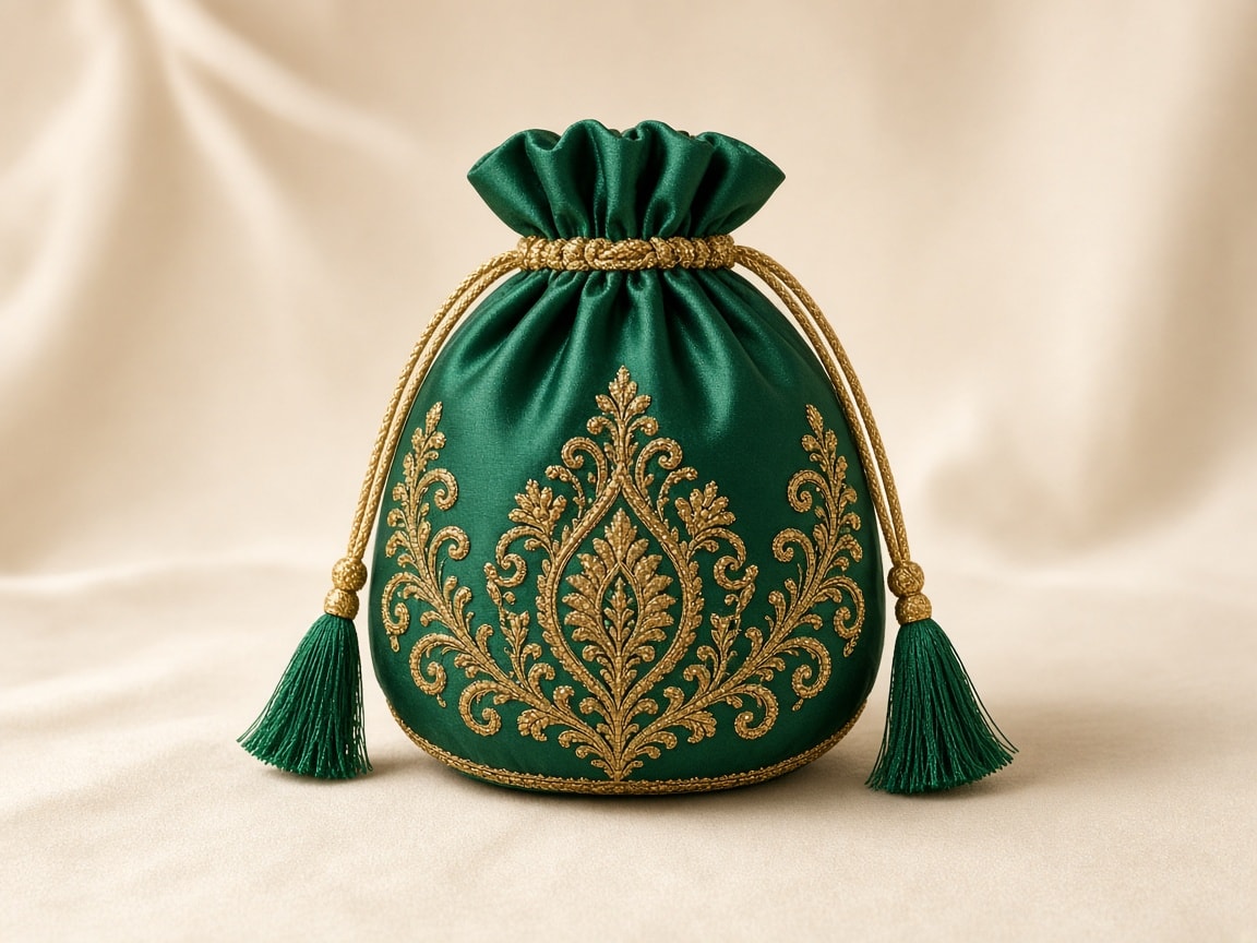 Emerald Embroidered Potli