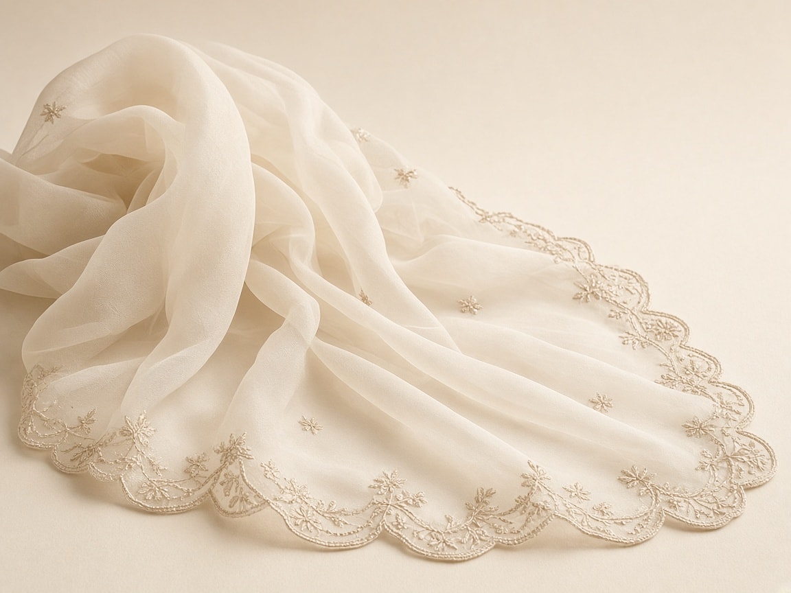 Organza Embroidered Dupatta — Ivory