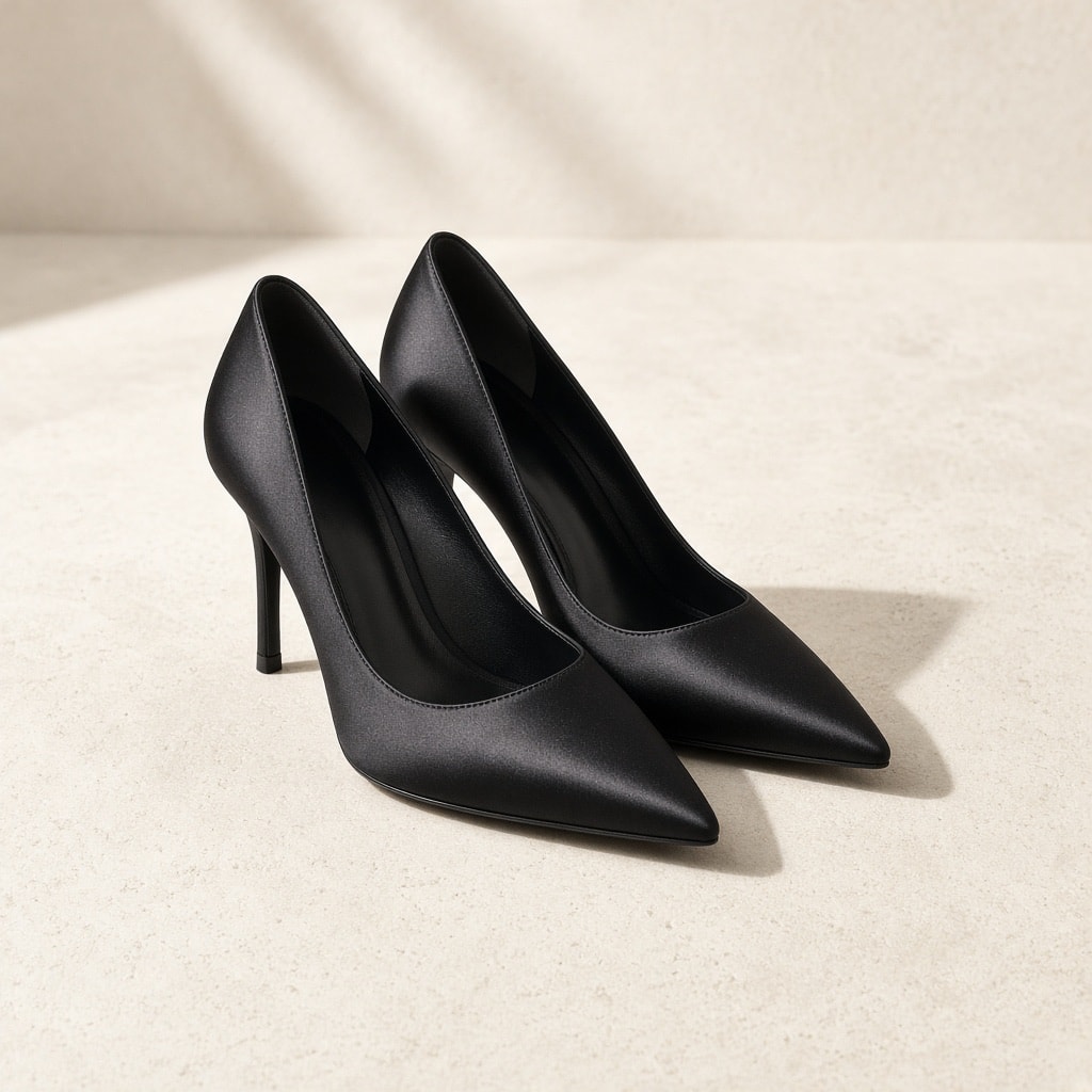 Black Satin Pump