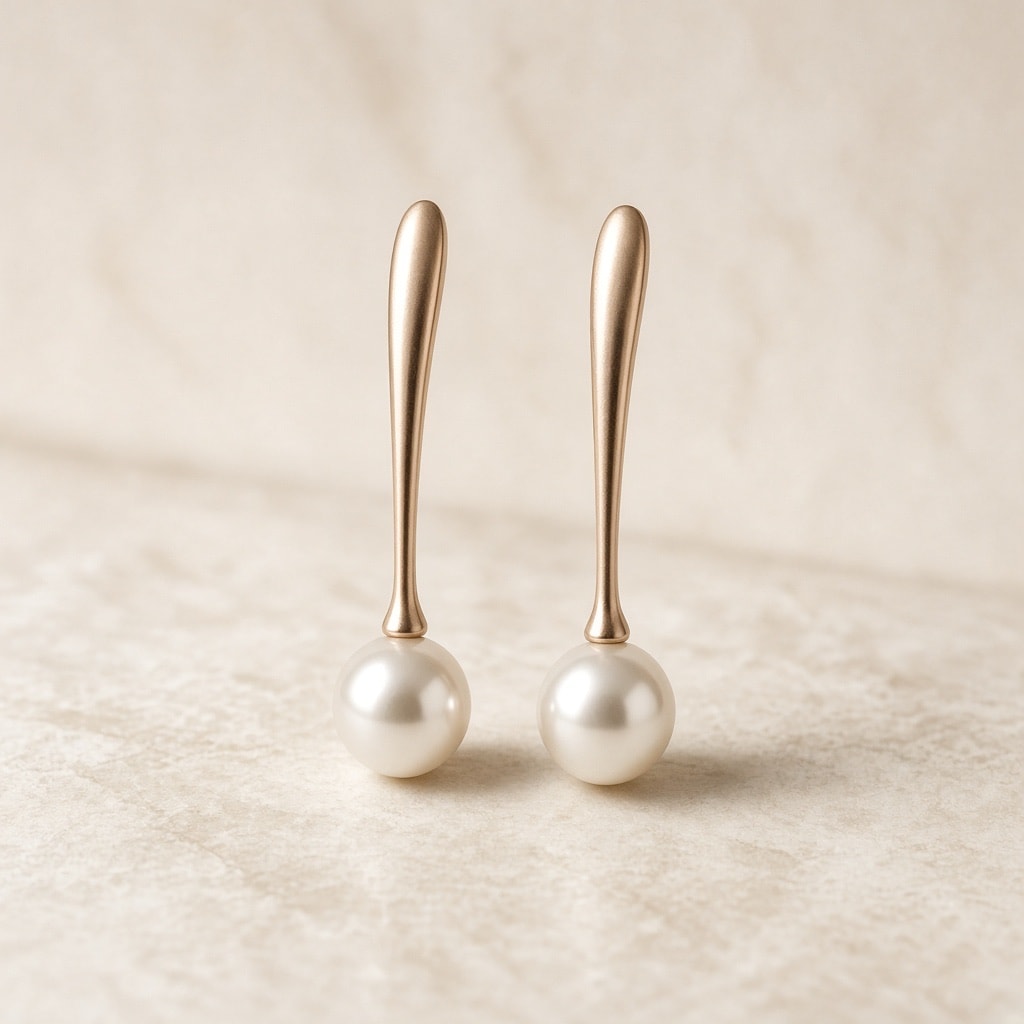 Modern Pearl Drop Earrings